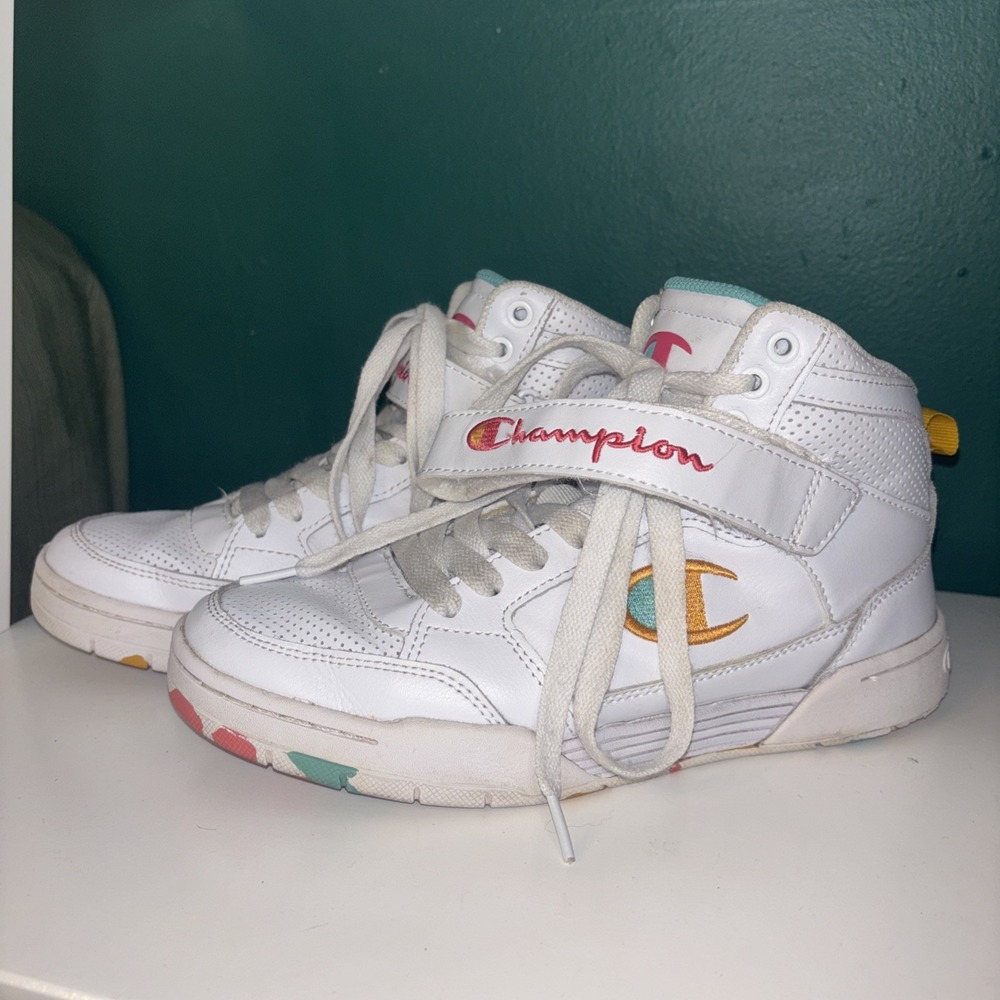 Champion 3-On-3‎ Power Hi White Multi Color High Top Sneakers Womens 6.5